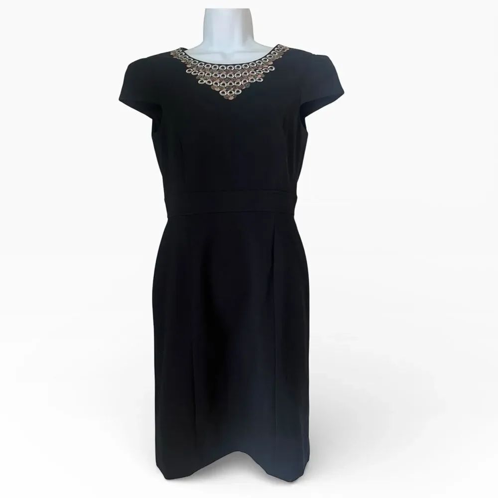 Tahari Arthur Levine Elegant  Sparkling Embellishment Little Black Dress 4